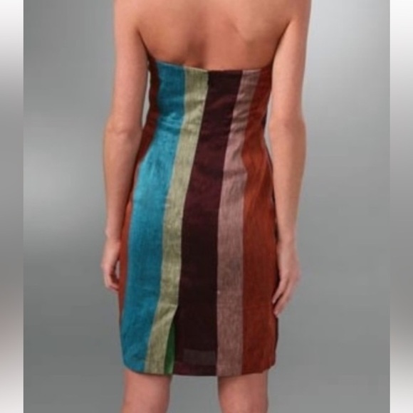 L.A.M.B Y2K Sweet Stripe Strapless Silk Mini Dress - Picture 3 of 10